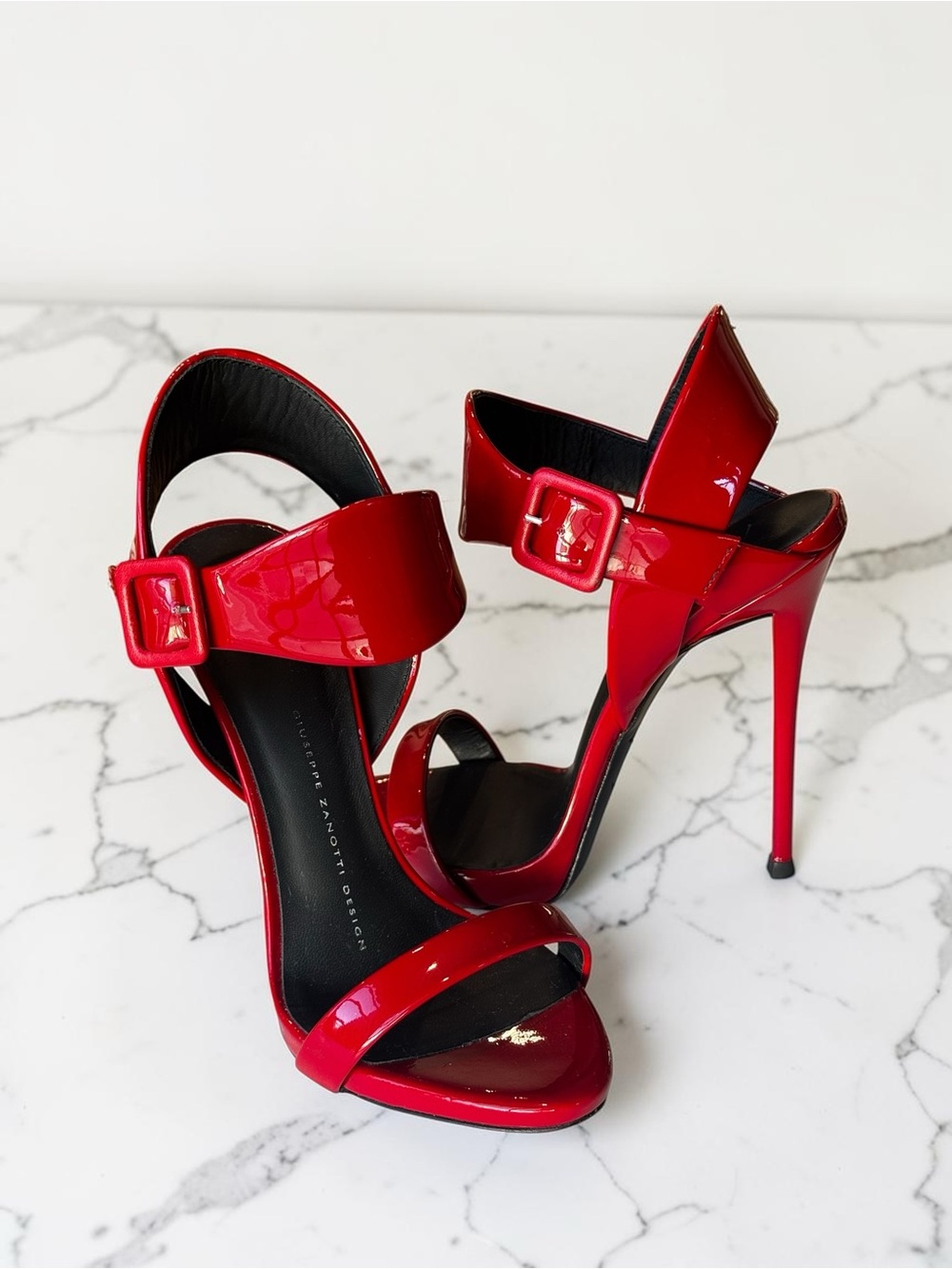 LIMITED EDITION Giuseppe Zanotti Red Patent Leather High Heel Sandals - Picture 4 of 6